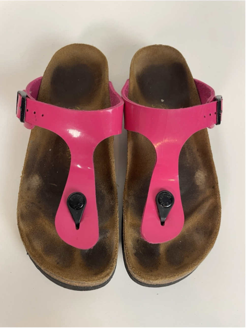 Birkenstock Gizeh Sandals Womens 37 Glossy Patent Pink Leather Fuchsia Tulip - Picture 2 of 12